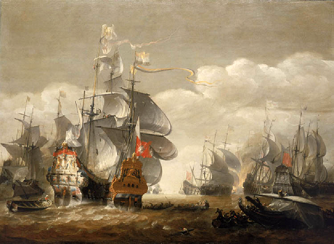 Bataille de Lowestoft - Le HMS Royal Charles et le Eendracht - par Hendrik van Minderhout